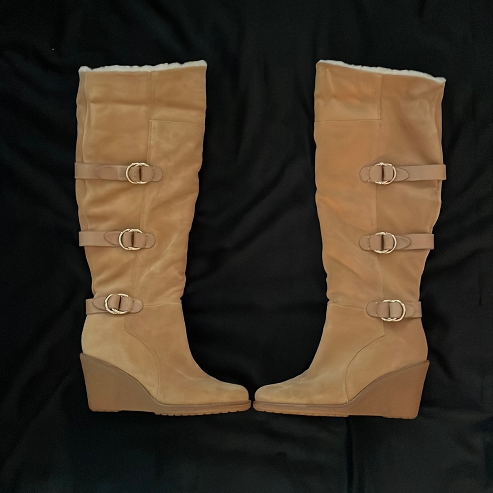 Cole Haan - Ladies size 10B Tan Suede boots with Nike Air technology.